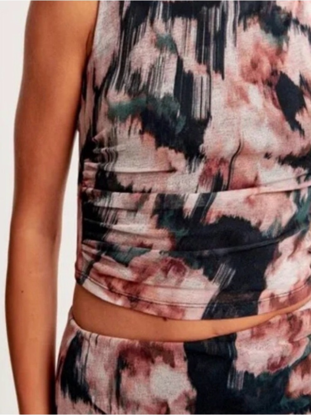 Abercrombie Mesh Midi Skirt Set in Blush and Black - Picture 2 of 4